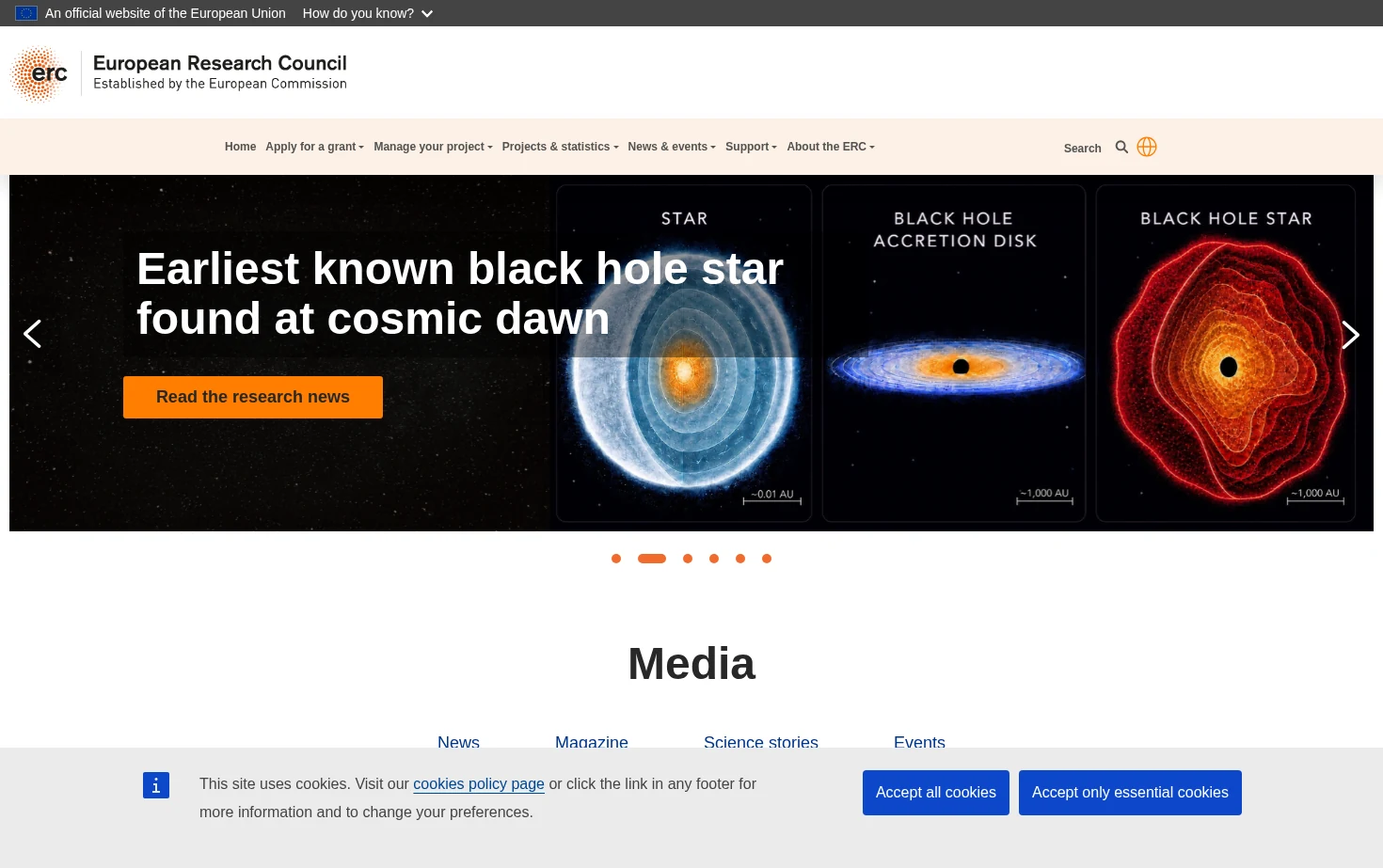 European Research Council (ERC) 页面快照
